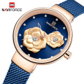 NAVIFORCE 5013 Top Luxury Brand Ladies Watch Fashion Creative 3D Rose Women wrist watches Casual Dress Clock Relogio Feminino